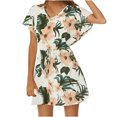 thumbnail image 2 of Fshaion Robe d'Été pour Femmes 2024 Grande Taille Décontractée Ample Robe Imprimée Robe de Plage Col en V Manches Courtes Robes Liquidation à Moins de 10!, 2 of 7