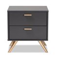 thumbnail image 4 of Baxton Studio Kelson Dark Grey and Gold Finished Wood 2-Drawer Nightstand, 4 of 10