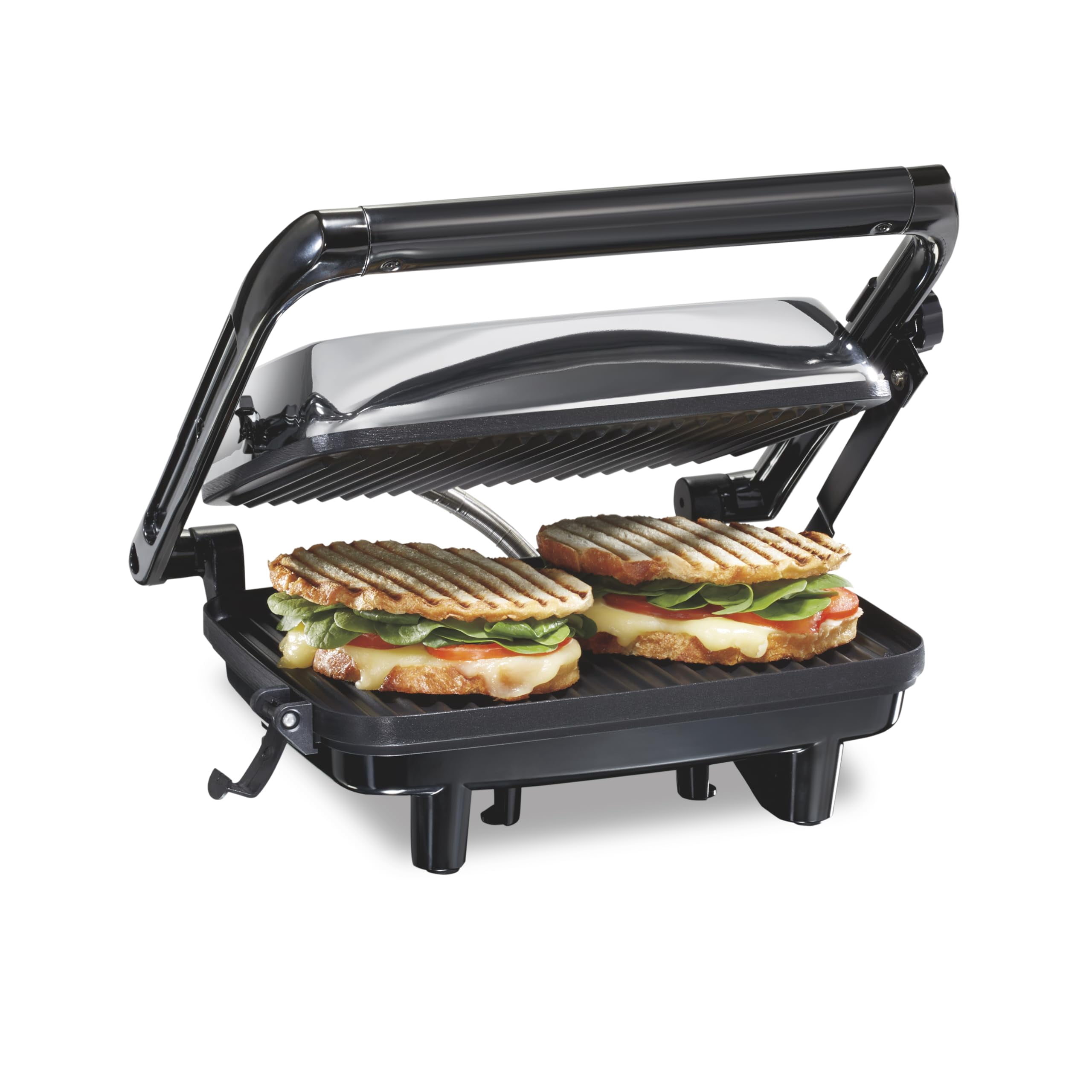 Hamilton Beach Panini Press Sandwich Maker & Electric Indoor Grill with Locking Lid, Opens Wide to Fit Any Thickness for Quesadil