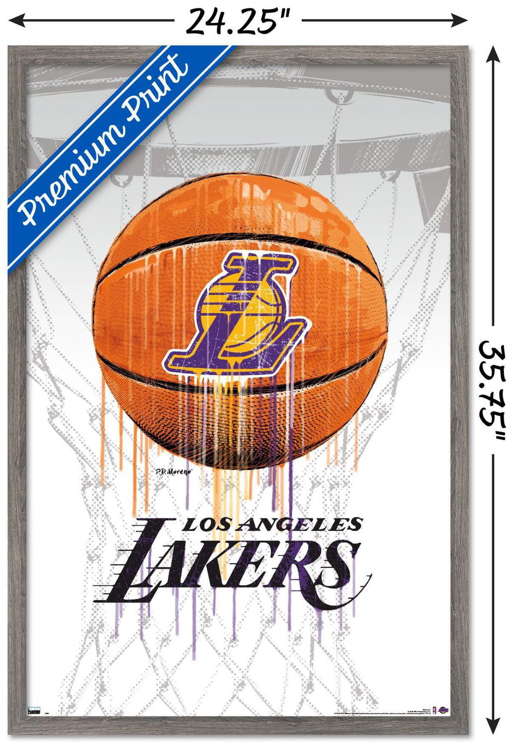 NBA Los Angeles Lakers - Drip Ball 20 Wall Poster, 22.375" x 34" Framed