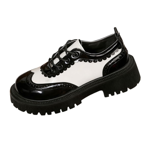 Women's Casual Shoes Color Matching Round Toe Women's Casual LaceUp Loafers Thick Heel MidHeel Comfort Shoes Extra Wide Women's Shoes