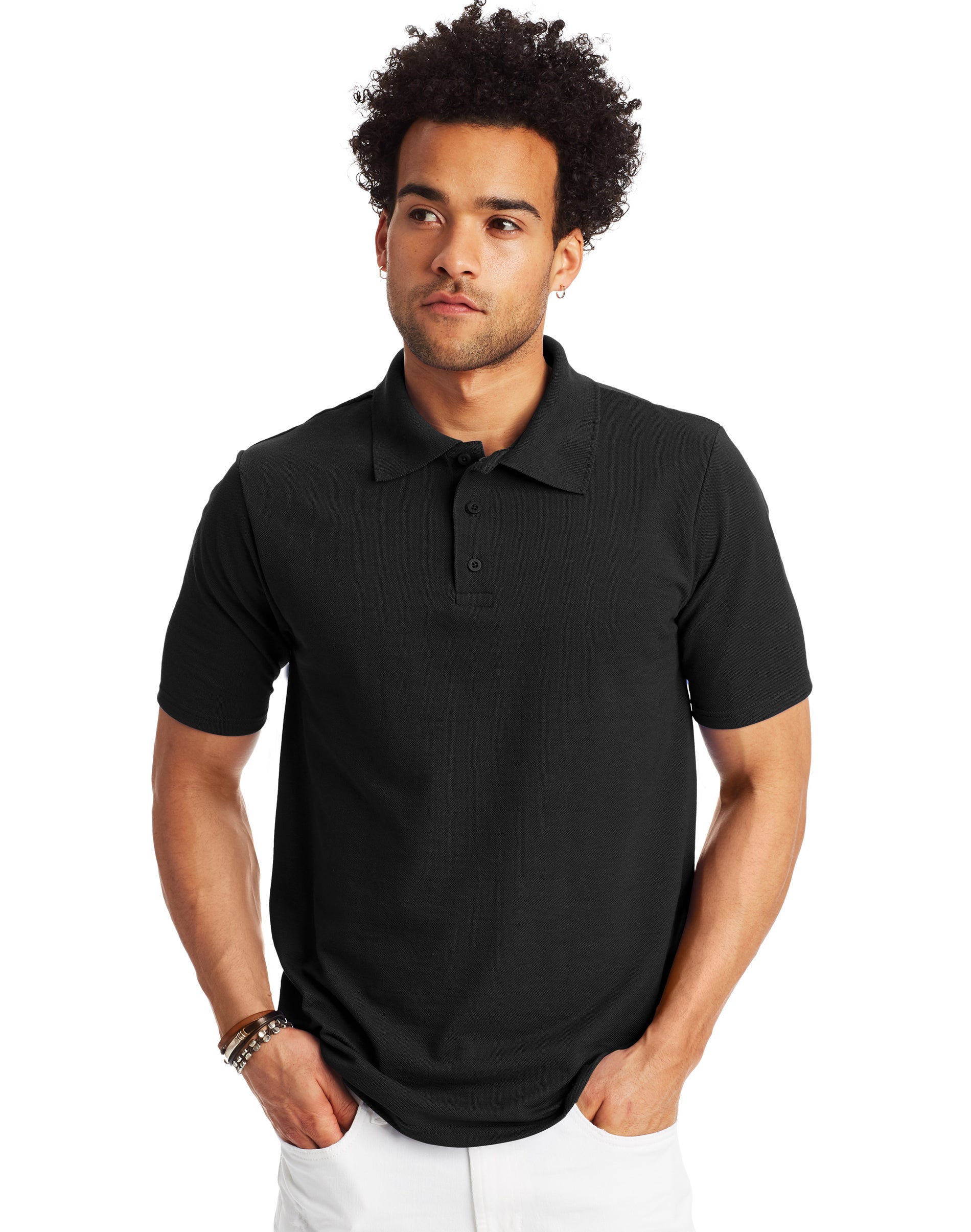 Hanes Mens FreshIQ X-Temp Pique Polo, 2XL, Black
