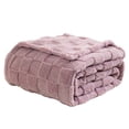 thumbnail image 2 of Couverture Douce et Épaisse en Molleton Polyester pour le Lit et le Canapé, Idéale pour une Sieste Confortable. Design à Rayures pour son, Violet, JKODE, 2 of 9