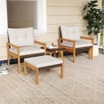 thumbnail image 1 of Costway 5 PCS Rattan Furniture Set Wood Frame Chairs & Ottomans with Square Coffee Table, 1 of 9