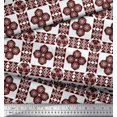 thumbnail image 3 of Soimoi Red Heavy Satin Fabric Triangle Art Geometric Printed Fabric 1 Yard 54 Inch Wide, 3 of 3