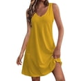 thumbnail image 1 of biudgviw Robe Débardeur Midi pour Femme Été Col en V Sans Manches Ligne A Robe T-Shirt Décontractée Ample Robes d'Été avec Poche, 1 of 7