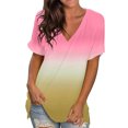 thumbnail image 1 of B91xZ T-shirt Basique Femme T Shirts Tops Col Rond Mi-Longueur Manches Courtes Décontracté Tunique, Rose TTG, 1 of 2