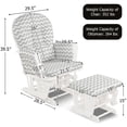 thumbnail image 2 of Gymax Baby Nursery Relax Rocker Rocking Chair Glider & Ottoman Set w/ Cushion Grey+White, 2 of 10