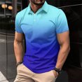 thumbnail image 1 of EOYWHK Button Up Shirts Men Business Casual Golf Shirts Gradient Color Muscle Shirts Short Sleeve Collar Work Blouse, 1 of 6