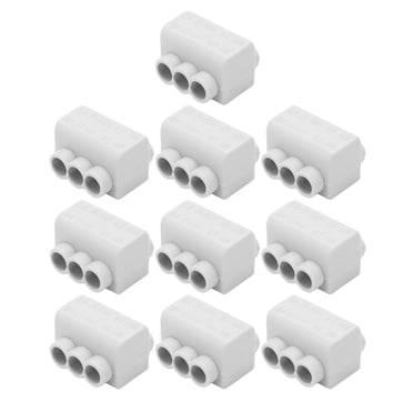 Splitter Wire Connector 1 in 3 Out Brass Conductor Quick Wiring Terminal Block for Ceiling Lamp 60A 400V 10pcs