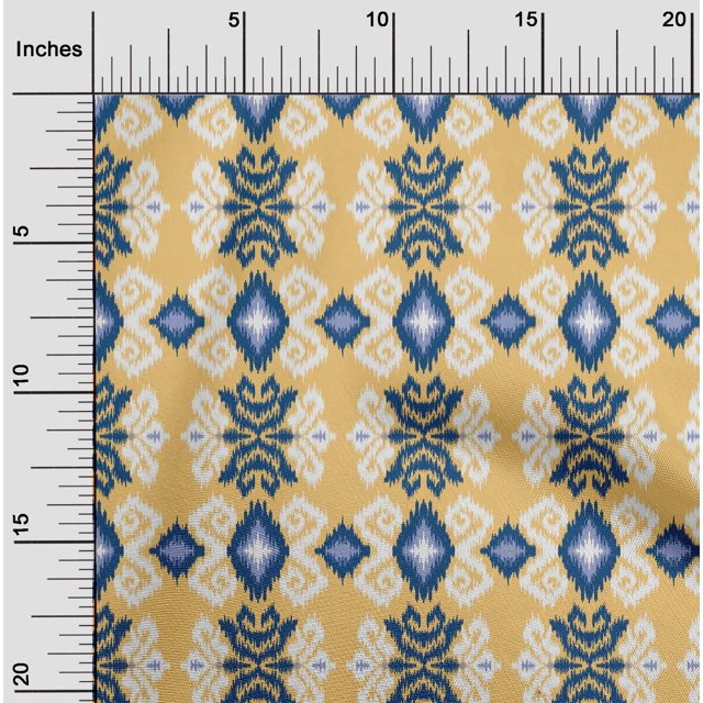 oneOone Georgette Viscose Fabric Diamond & Swirl Ikat Print Fabric BTY 42 Inch Wide