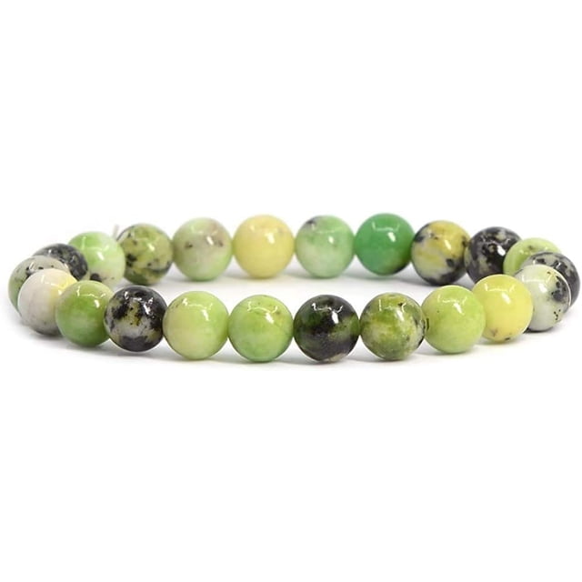 Angelstones Bracelet Extensible Unisexe en Perles Rondes de 8 mm avec Pierre Précieuse Chrysoprase Australienne Naturelle
