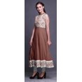 thumbnail image 3 of Bimba Robe Anarkali Damassée Brun Rose Foncé Col Mandarin Sans Manches Kurtis pour Femmes Robe Maxi à Imprimé Très Grande, 3 of 6