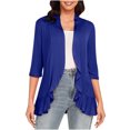 thumbnail image 1 of Hauts à Manches 3/4 pour Femmes Mode Décontractée Confortable Cardigan Couleur Unie Blouse Cardigan à Manches 3/4 pour Femmes Blouses et Hauts Mode Hauts pour Femmes Manches 3/4, 1 of 6