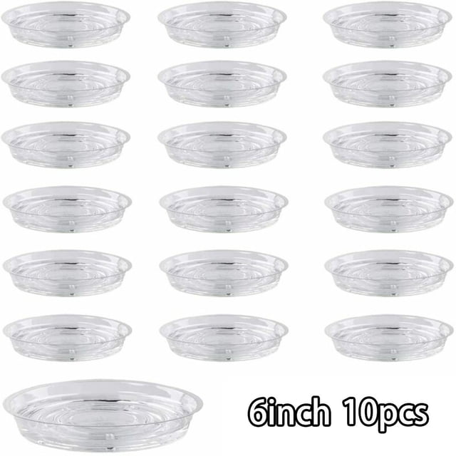 10pcs Garden Plant Saucer Drip Tray Round Pot Base Clear Snack Container PET