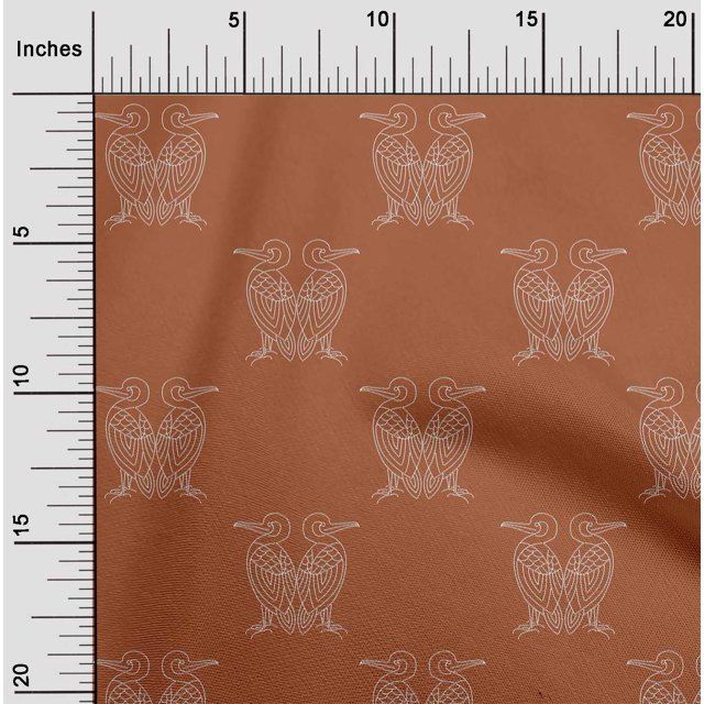 oneOone Silk Tabby Fabric Bird Artistic Sashiko Print Decor Fabric Printed BTY 42 Inch Wide