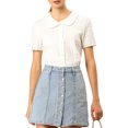 thumbnail image 2 of INSPIRE CHIC Chemise Douce pour Femme Vintage à Col Poupée Mignon Boutonnée TP Blanc, 2 of 8