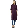 thumbnail image 1 of Phagun Kurti Tunique Unie en Coton Col Mandarin Kurta Blouse Ethnique Décontractée, 1 of 1