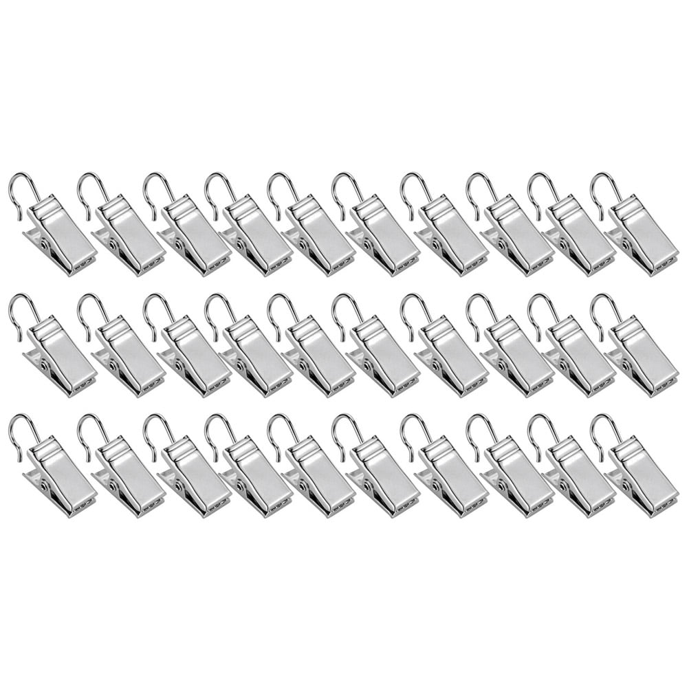 MasteelfCA 30 Pcs Pinces à Rideaux Crochet Pinces à Rideaux Robustes Pinces Photo en Métal Pinces pour Chaussettes sous-Vêtements (Argent)
