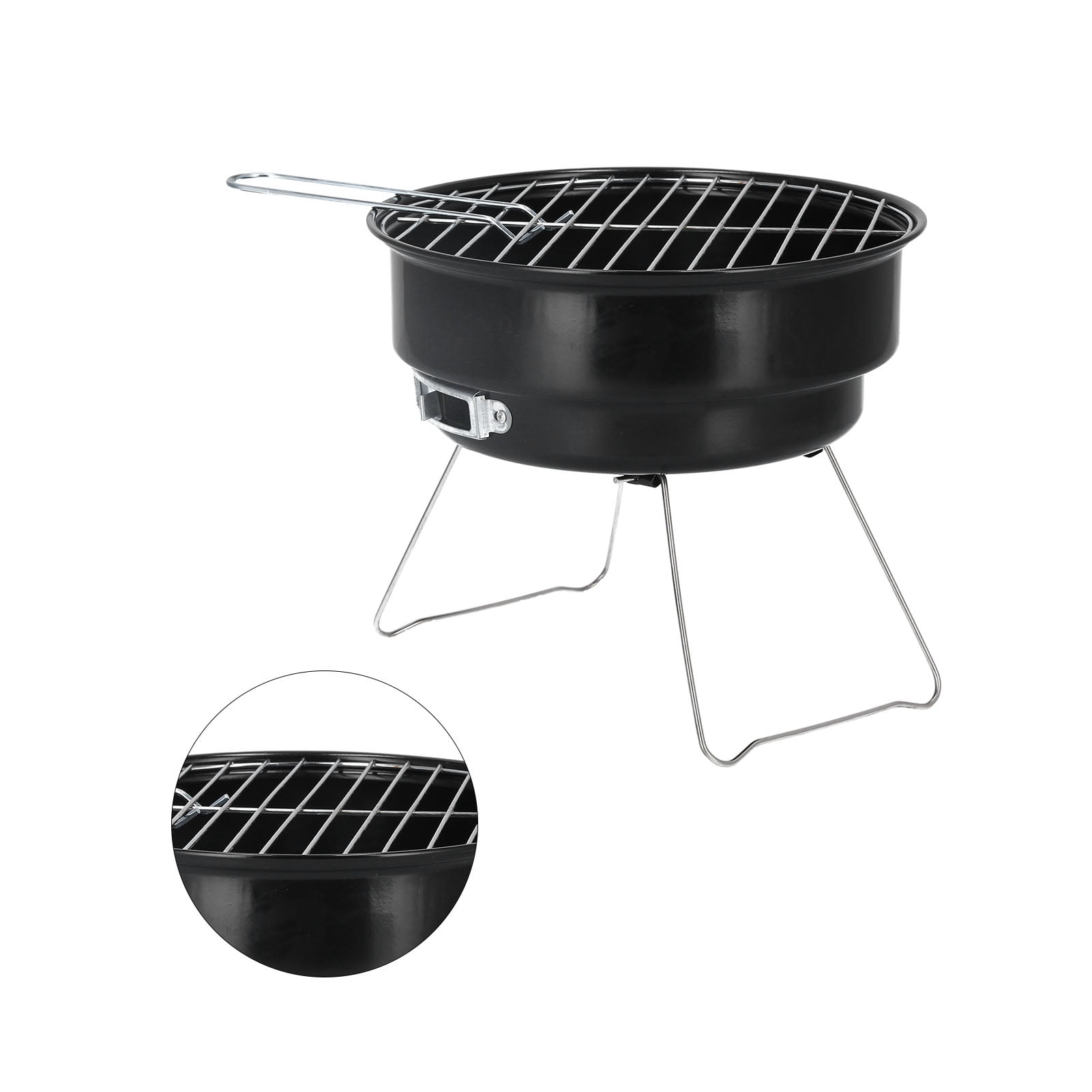 Mini Round Barbecue Grill Set Home Kitchen BBQ Iron Charcoal Grill Compact Barbecue Grill Barbecue Accessory