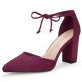 thumbnail image 1 of BLISSFUL STEP Women's Ankle Tie Block Heel Pointed Toe Dress Pumps, 1 of 7