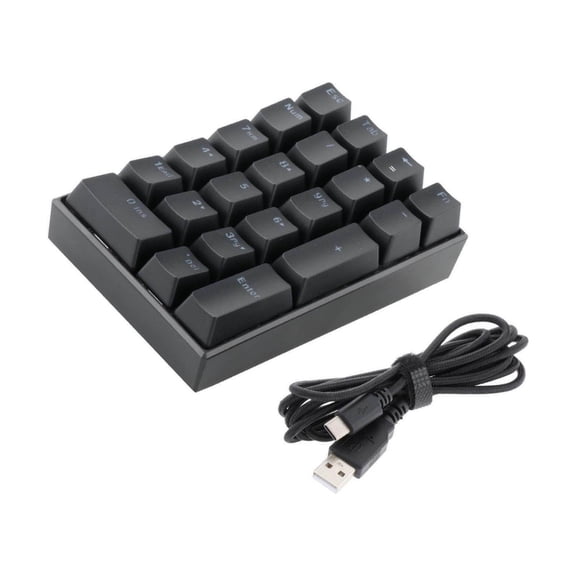 tredstone K23 Mini Numpad LED Backlit Numeric Keypad USB-C Office Home Use 21-Key Red Switches