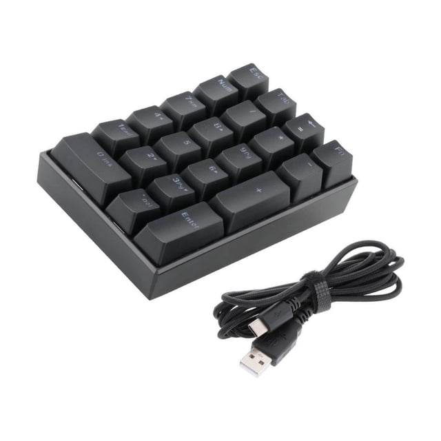 tredstone K23 Mini Numpad LED Backlit Numeric Keypad USB-C Office Home Use 21-Key Red Switches