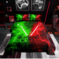thumbnail image 1 of Erosebridal Ensembles de Literie Géométriques 3D Double avec Couette, Insert de Couette Lightsaber, Ados, Réversible 3 Pcs, 1 of 8