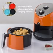 Air Fryer Pot Silicone Kitchen Reusable with Handle Accessory Non-stick Heat-resistant Vegetable Baking Basket Grill Home Frying Liner Replacement Black