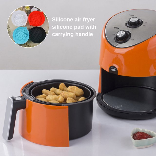Casserole de Friteuse à Air Chaud en Silicone pour Cuisine Réutilisable avec Poignée Accessoire Antiadhésif Résistant à la Chaleur Panier de Cuisson pour Légumes Gril Doublure de Friture pour la Maison Remplacement Noir