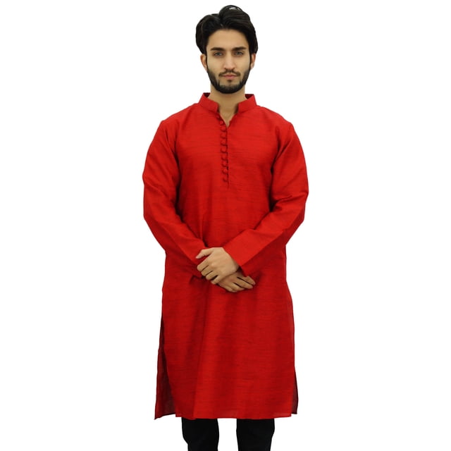 Atasi Ensemble Kurta Pyjama Ethnique pour Homme Chemise de Designer Bollywood Rouge-Petit