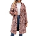 thumbnail image 1 of Penkiiy Womens Leopard Print Fleece Coat, Spring and Winter Fashion Fuzzy Jacket Faux Fur Fluffy Cardigan 2XL Pink, 1 of 9