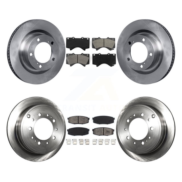 Transit Auto Front Rear Disc Brake Rotors and Semi-Metallic Pads Kit for Car Toyota Tundra Sequoia Lexus LX570 Land Cruiser K8S-101366