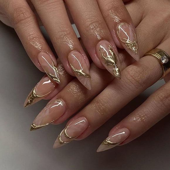 Prime Deals! Gspmoly False Nails, Acrylic Fake Nails Removable Nail Pcs Daily Wear Artificial Nails Nail Art Decorations Press On Nails