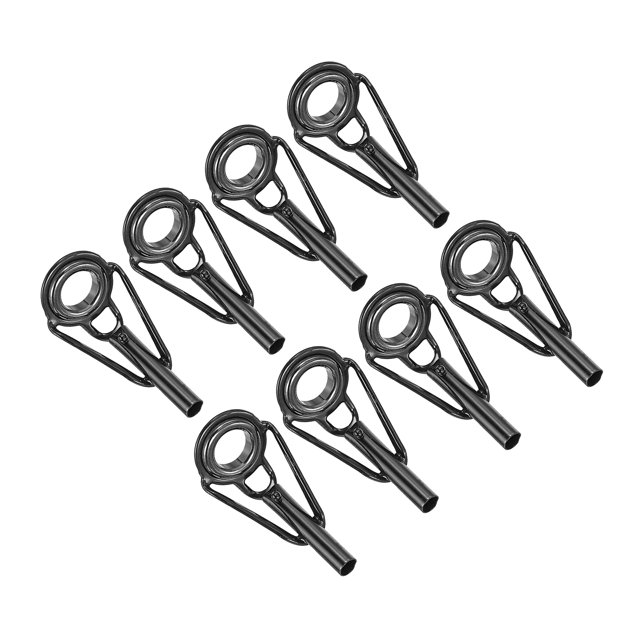 Unique Bargains Kit de Réparation d'Embout de Canne à Pêche en Acier Inoxydable 2,4 mm, Guide d'Anneau de Perche, Remplacement, Noir, Lot de 8