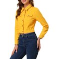 thumbnail image 4 of INSPIRE CHIC Vestes Courtes en Denim pour Femmes Poche Poitrine Bordure à Carreaux Veste en Jean Boutonnée S Jaune, 4 of 8