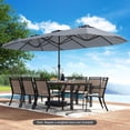 thumbnail image 2 of Costway 15.5 FT Extra-Large Patio Umbrella with LED Solar Lights & 12 Heavy-Duty Ribs Gray, 2 of 10