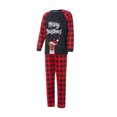 thumbnail image 4 of Diconna Ensemble de Pyjamas de Noël pour la Famille Imprimé Lettre Manches Longues Col Rond Hauts Pantalon à Carreaux, 4 of 9