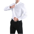 thumbnail image 1 of RXIRUCGD Chemises à Col Rabattu en Tissu Élastique Uni pour Hommes, Blanc, Taille : L, 1 of 4