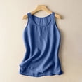 thumbnail image 2 of Yuyuzo Débardeurs pour Femmes en Coton et Lin Col Ras du Cou Camisoles Chemises Sans Manches Blouses Été Débardeur Basique, 2 of 4