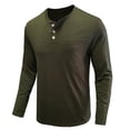 thumbnail image 4 of Pompotops Hommes Manches Longues Musclé Robuste Basique Uni Couleur Unie Blouse T-Shirt Haut Manches Longues Col Rond Blouses et Chemises en Solde, 4 of 5