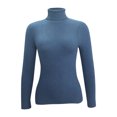 thumbnail image 4 of Dagegui Turtleneck Sweaters for Women Ribbed Knit Long Sleeve Jumper Stretchy Slim Fit Pullover Fall Tops Blue,M, 4 of 5