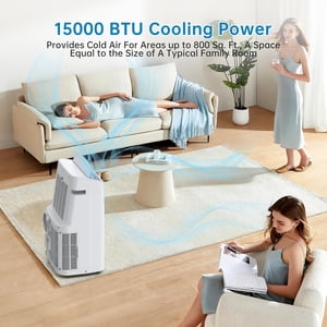 EastVita 15,000 BTU Portable Air Conditioner - Cools 850 Sq.Ft with Remote & Window Kit