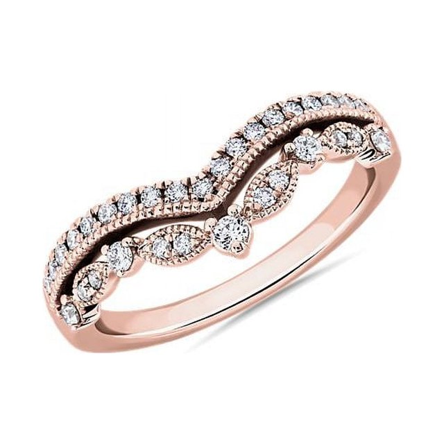 Bague d'Éternité Unique en Or Rose Massif 18K avec 0,20 Ct Taille Ronde Naturelle Diamond pour Anniversaire Taille 4
