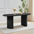 thumbnail image 1 of Oval Dining Table for 6 with Semi-circular legs, Modern Large Kitchen Dining Room Table with Wooden Strip Base for Rustic Farmhouse, Meeting Room Reception Room,Tightly(Black), 1 of 13