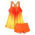 thumbnail image 3 of UPPADA Womens Plus Size Two Piece Tankini Swimsuits Twist Front High Waist V Neck Swimwear Floral Tummy Control Modest Bathing Suits with Bottom Swimsuit Top Tankini Orange,S, 3 of 6