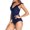 Navy, variant on EGNMCR Womens Swimsuits Women Solid Color Printed Swimsuit One-piece Ruffled European And American Jumpsuit Swimsuit