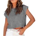 thumbnail image 1 of AherBiu Hauts Courts pour Femmes Manches Cap Été Décontracté Basique Haut T-Shirts Chandails Col Rond T-Shirts Confortables, 1 of 5
