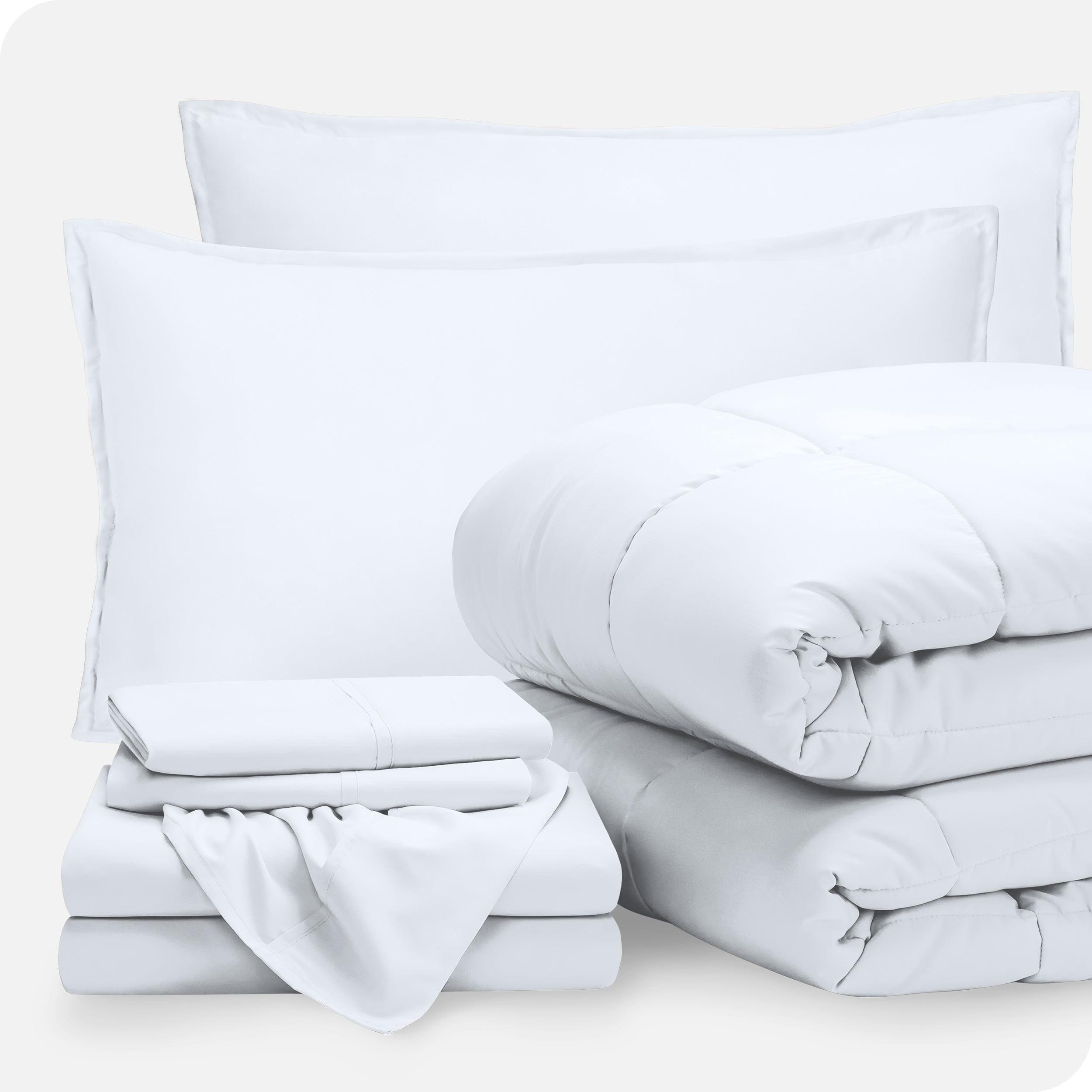 Bare Home Ensemble 7 Pcs Bed-in-a-Bag - Très Grand, Blanc avec Ensemble de Draps Blanc