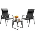thumbnail image 2 of Costway Ensemble Bistro de Patio 3 Pcs Dossier Réglable Chaises Empilables Noir, 2 of 10